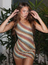 Irregular Printed Knitted Mini Dress for Women Chic Backless Summer Beach Dress Slim Fit Ankle Length for Holiday Party